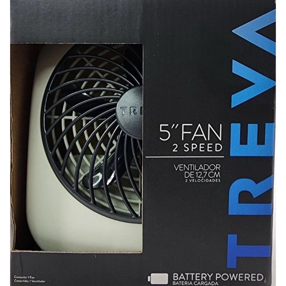 (2 Pack) 5 Inch Grey Battery Powered  2 Speed‎ Portable Fan, Camping/Tent/Desk